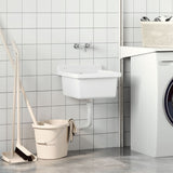 Sink Washbasin for Wall Mounting White 40x40x24 cm Resin - Side View