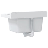 Sink Washbasin for Wall Mounting White 50x35x24 cm Resin - Rear View
