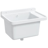Sink Washbasin for Wall Mounting White 50x35x24 cm Resin - Low Angle