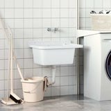 Utility Sink for Wall Mounting White 60x40x28 cm Resin - Side View