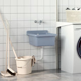 Sink Washbasin for Wall Mounting Grey 40x40x24 cm Resin - Side View