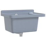 Sink Washbasin for Wall Mounting Grey 50x35x24 cm Resin - Front View