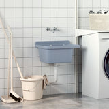 Sink Washbasin for Wall Mounting Grey 50x35x24 cm Resin - Side View