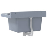 Sink Washbasin for Wall Mounting Grey 50x35x24 cm Resin - Rear View