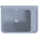 Sink Washbasin for Wall Mounting Grey 50x35x24 cm Resin - Close-Up Angle