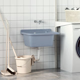 Sink Washbasin for Wall Mounting Grey 60x40x28 cm Resin - Side View