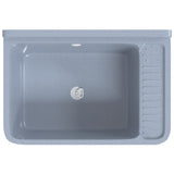 Sink Washbasin for Wall Mounting Grey 60x40x28 cm Resin - Close-Up Angle