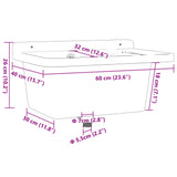 Sink Washbasin for Wall Mounting Grey 60x40x28 cm Resin