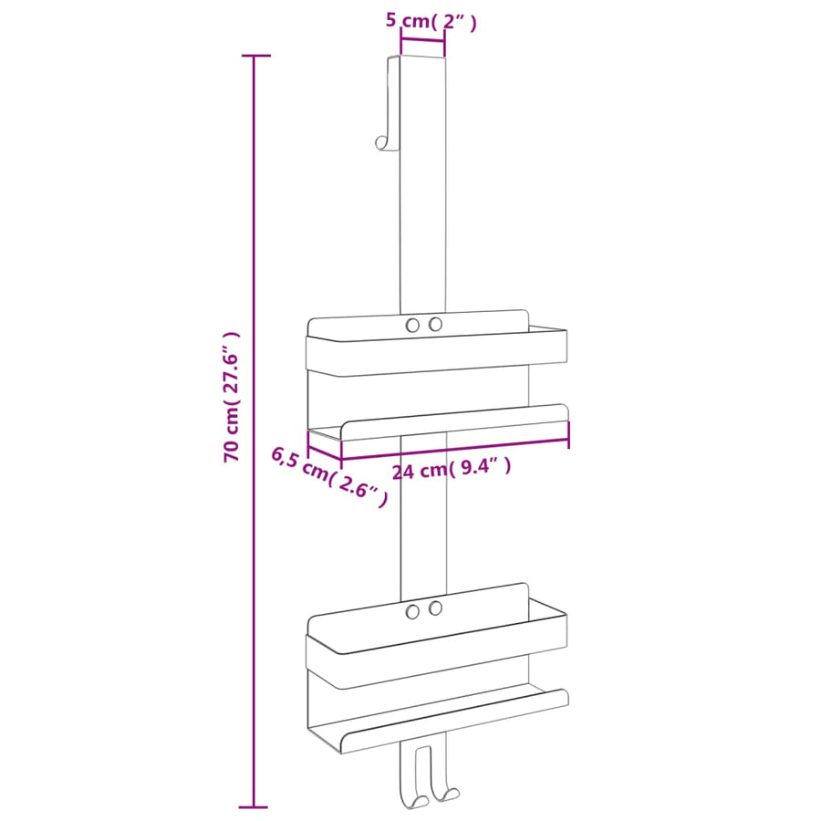 Hanging Shower Caddy Matt Black Brushed 304 Stainless Steel