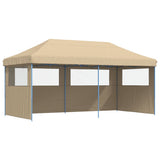 Foldable Party Tent Pop-Up with 3 Sidewalls Beige - Front View