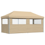 Foldable Party Tent Pop-Up with 3 Sidewalls Beige - 45-Degree Angle