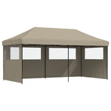 Foldable Party Tent Pop-Up with 3 Sidewalls Taupe - Front View