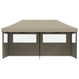 Foldable Party Tent Pop-Up with 3 Sidewalls Taupe - Side View