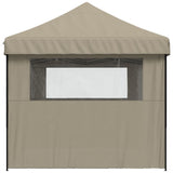 Foldable Party Tent Pop-Up with 3 Sidewalls Taupe - Top-Down View