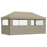 Foldable Party Tent Pop-Up with 3 Sidewalls Taupe - 45-Degree Angle