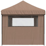 Foldable Party Tent Pop-Up with 3 Sidewalls Brown - Top-Down View