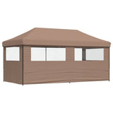 Foldable Party Tent Pop-Up with 3 Sidewalls Brown - 45-Degree Angle