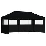 Foldable Party Tent Pop-Up with 3 Sidewalls Black - Front View