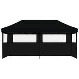Foldable Party Tent Pop-Up with 3 Sidewalls Black - Side View