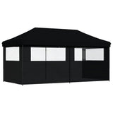 Foldable Party Tent Pop-Up with 3 Sidewalls Black - 45-Degree Angle