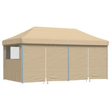 Foldable Party Tent Pop-Up with 4 Sidewalls Beige - Front View