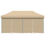 Foldable Party Tent Pop-Up with 4 Sidewalls Beige - Side View
