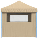 Foldable Party Tent Pop-Up with 4 Sidewalls Beige - Top-Down View