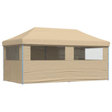 Foldable Party Tent Pop-Up with 4 Sidewalls Beige - 45-Degree Angle