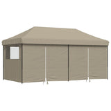 Foldable Party Tent Pop-Up with 4 Sidewalls Taupe - Front View