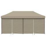 Foldable Party Tent Pop-Up with 4 Sidewalls Taupe - Side View