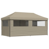 Foldable Party Tent Pop-Up with 4 Sidewalls Taupe - 45-Degree Angle