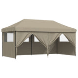 Foldable Party Tent Pop-Up with 4 Sidewalls Taupe - Close-Up Angle