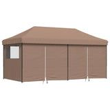 Foldable Party Tent Pop-Up with 4 Sidewalls Brown - Front View