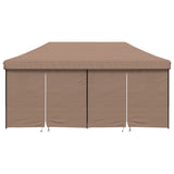 Foldable Party Tent Pop-Up with 4 Sidewalls Brown - Side View