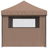 Foldable Party Tent Pop-Up with 4 Sidewalls Brown - Top-Down View