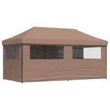 Foldable Party Tent Pop-Up with 4 Sidewalls Brown - 45-Degree Angle