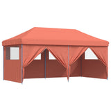 Foldable Party Tent Pop-Up with 4 Sidewalls Terracotta - Close-Up Angle