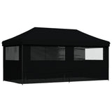 Foldable Party Tent Pop-Up with 4 Sidewalls Black - 45-Degree Angle