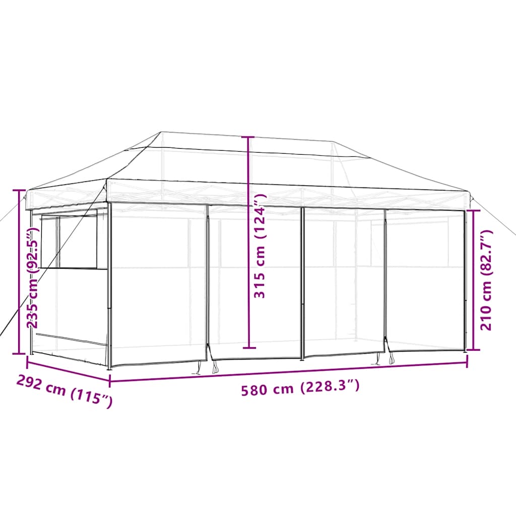 Foldable Party Tent Pop-Up with 4 Sidewalls Black