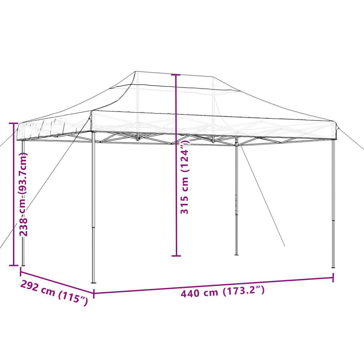 Foldable Party Tent Pop-Up Beige 440x292x315 cm