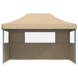Foldable Party Tent Pop-Up with 3 Sidewalls Beige - Side View