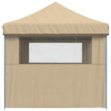Foldable Party Tent Pop-Up with 3 Sidewalls Beige - Top-Down View