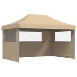 Foldable Party Tent Pop-Up with 3 Sidewalls Beige - Front View