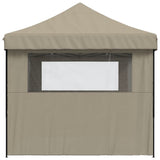 Foldable Party Tent Pop-Up with 3 Sidewalls Taupe - Top-Down View