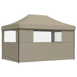 Foldable Party Tent Pop-Up with 3 Sidewalls Taupe - 45-Degree Angle