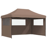 Foldable Party Tent Pop-Up with 3 Sidewalls Brown - Front View