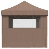 Foldable Party Tent Pop-Up with 3 Sidewalls Brown - Top-Down View