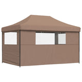 Foldable Party Tent Pop-Up with 3 Sidewalls Brown - 45-Degree Angle