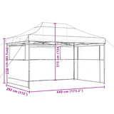 Foldable Party Tent Pop-Up with 3 Sidewalls Brown - Extra Image