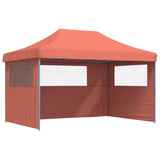 Foldable Party Tent Pop-Up with 3 Sidewalls Terracotta - Front View